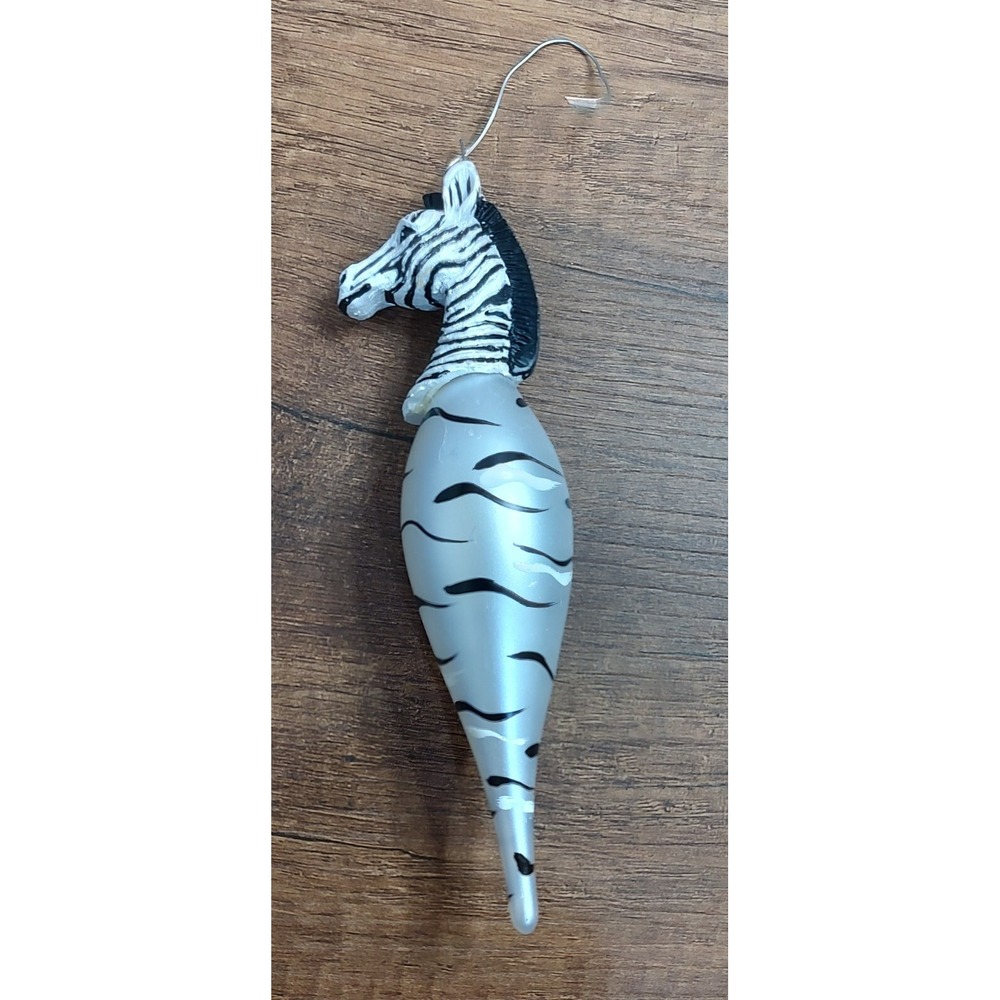 Zebra Christmas Ornament Teardrop Shape Zebra Head Safari A6